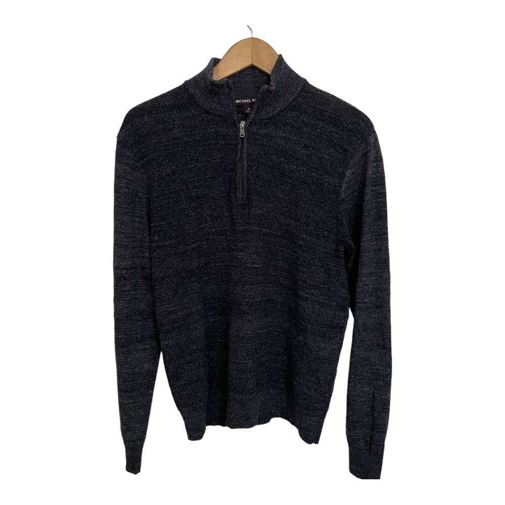 Michael Kors Blue Gray Quarter Zip Mock‎ Neck Pullover Sweater Men's Size Medium